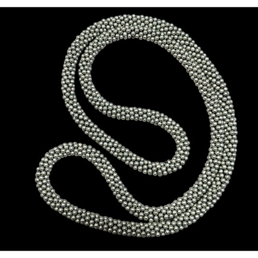 Vintage Elegant Silver Tone Beaded Rope Necklace