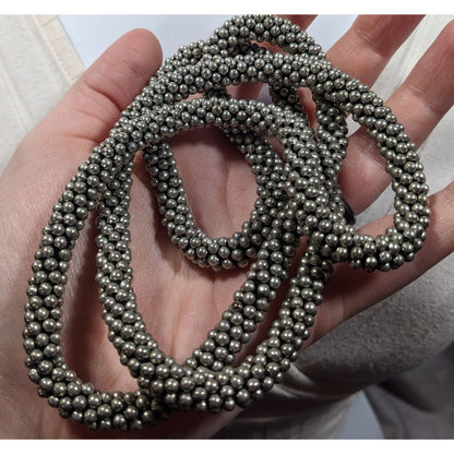 Vintage Elegant Silver Tone Beaded Rope Necklace