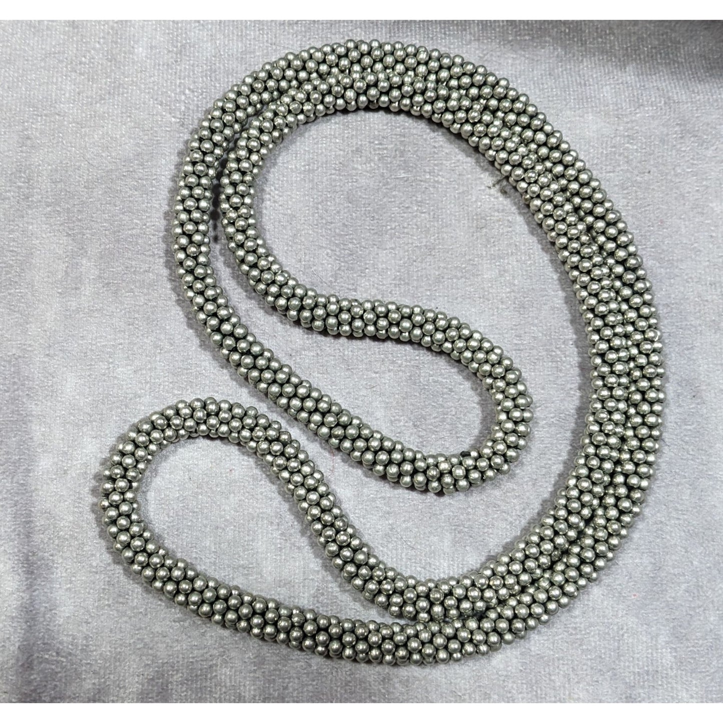 Vintage Elegant Silver Tone Beaded Rope Necklace