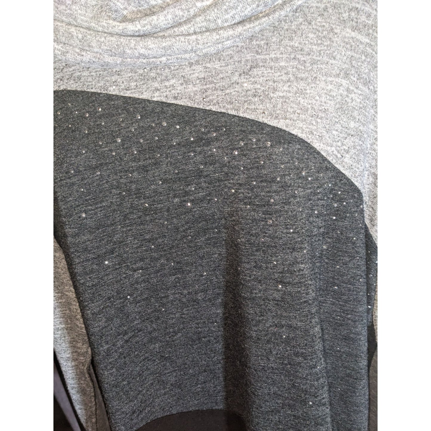Chico's Collection Cowl Neck Tunic Color Block Rhinestone Boho Chic