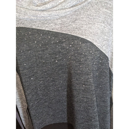 Chico's Collection Cowl Neck Tunic Color Block Rhinestone Boho Chic