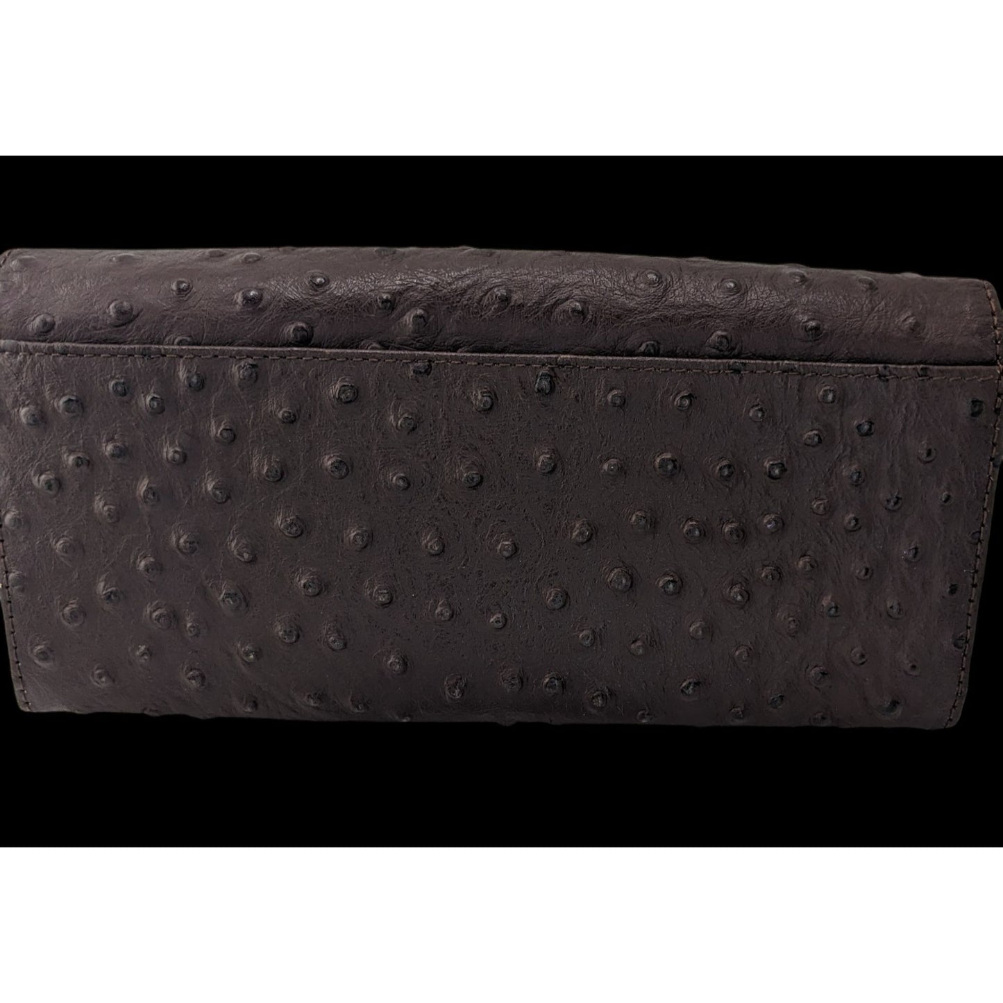 Roberta Viviani Ostrich Embossed Leather Wallet With Gold Accent