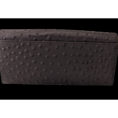 Roberta Viviani Ostrich Embossed Leather Wallet With Gold Accent
