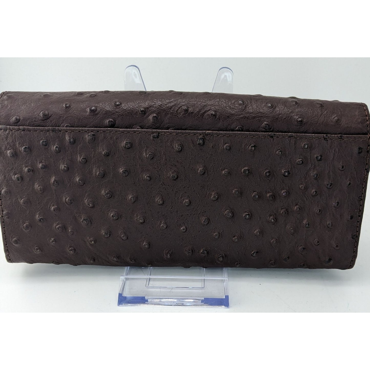 Roberta Viviani Ostrich Embossed Leather Wallet With Gold Accent