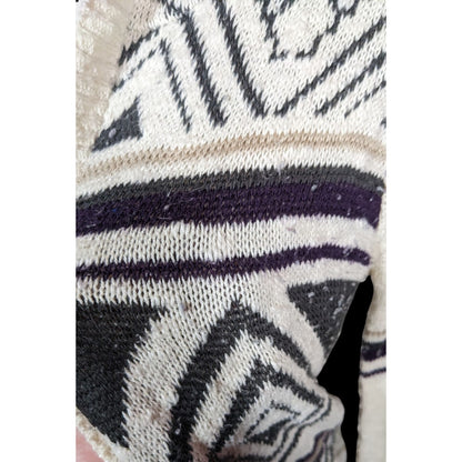 Full Tilt Southwestern White And Black Hooded Sweater