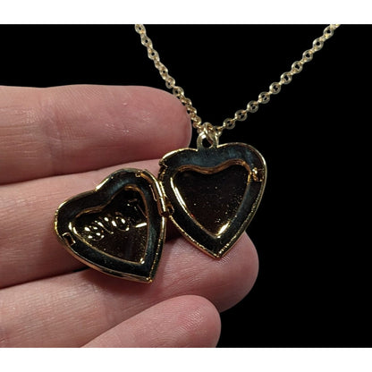 Romantic Embossed Love Heart Locket Pendant Necklace
