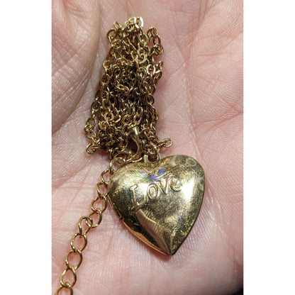 Romantic Embossed Love Heart Locket Pendant Necklace