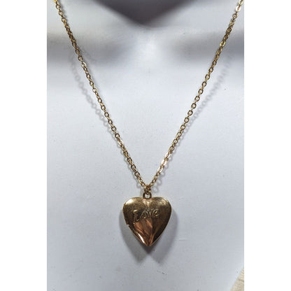 Romantic Embossed Love Heart Locket Pendant Necklace