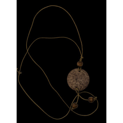 Coconut Shell Pendant Necklace Wood Beads Brown Tan Boho Beach Island Jewelry
