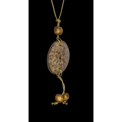 Coconut Shell Pendant Necklace Wood Beads Brown Tan Boho Beach Island Jewelry