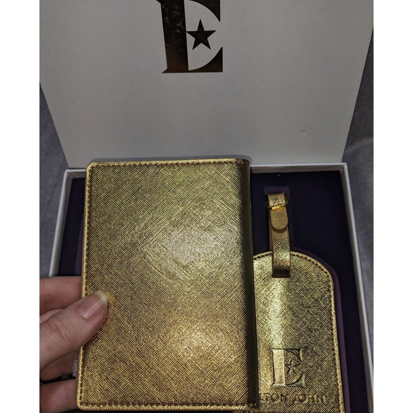 Goodbye Yellow Brick Road Elton John Gold Passport Holder & Luggage Tag Travel Set