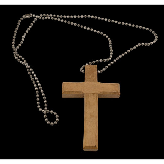 Handmade Religious Olive Wood Carved Cross Necklace