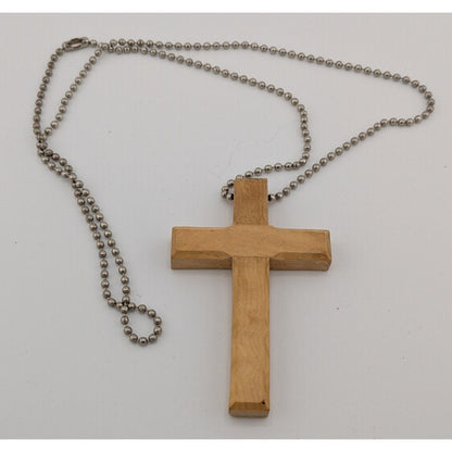 Handmade Religious Olive Wood Carved Cross Necklace
