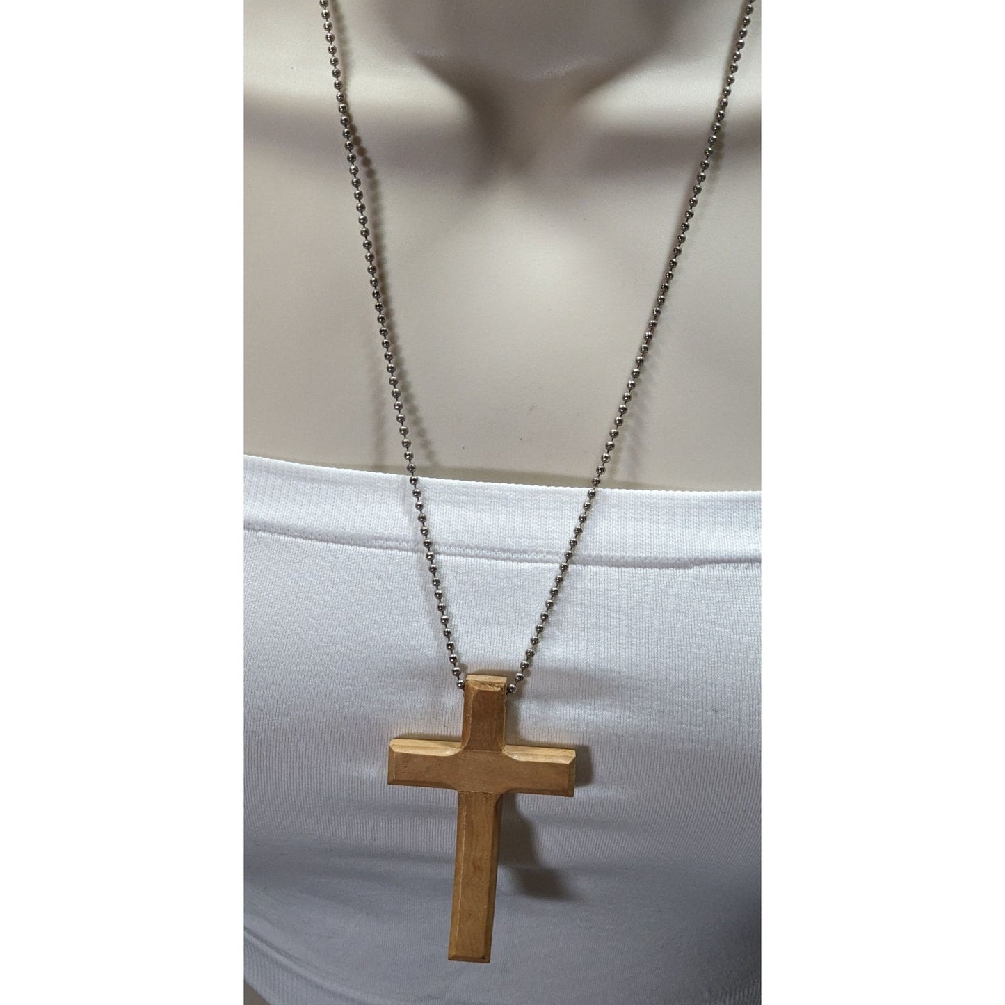 Handmade Religious Olive Wood Carved Cross Necklace
