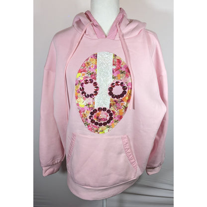 Neubryne Couture Floral Beaded And Gem Mask Design Light Pink Hoodie