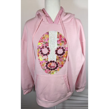 Neubryne Couture Floral Beaded And Gem Mask Design Light Pink Hoodie