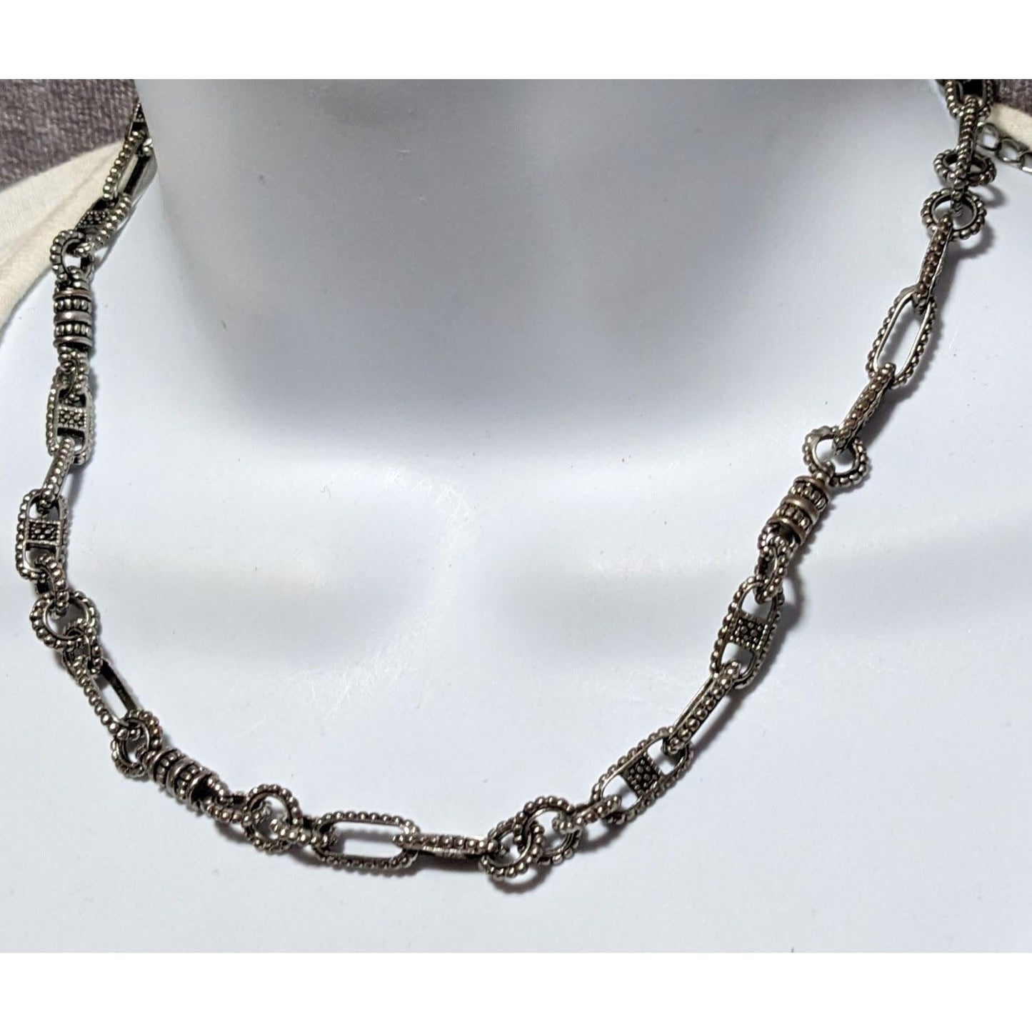 Brutalist Textured Silver Chain Necklace