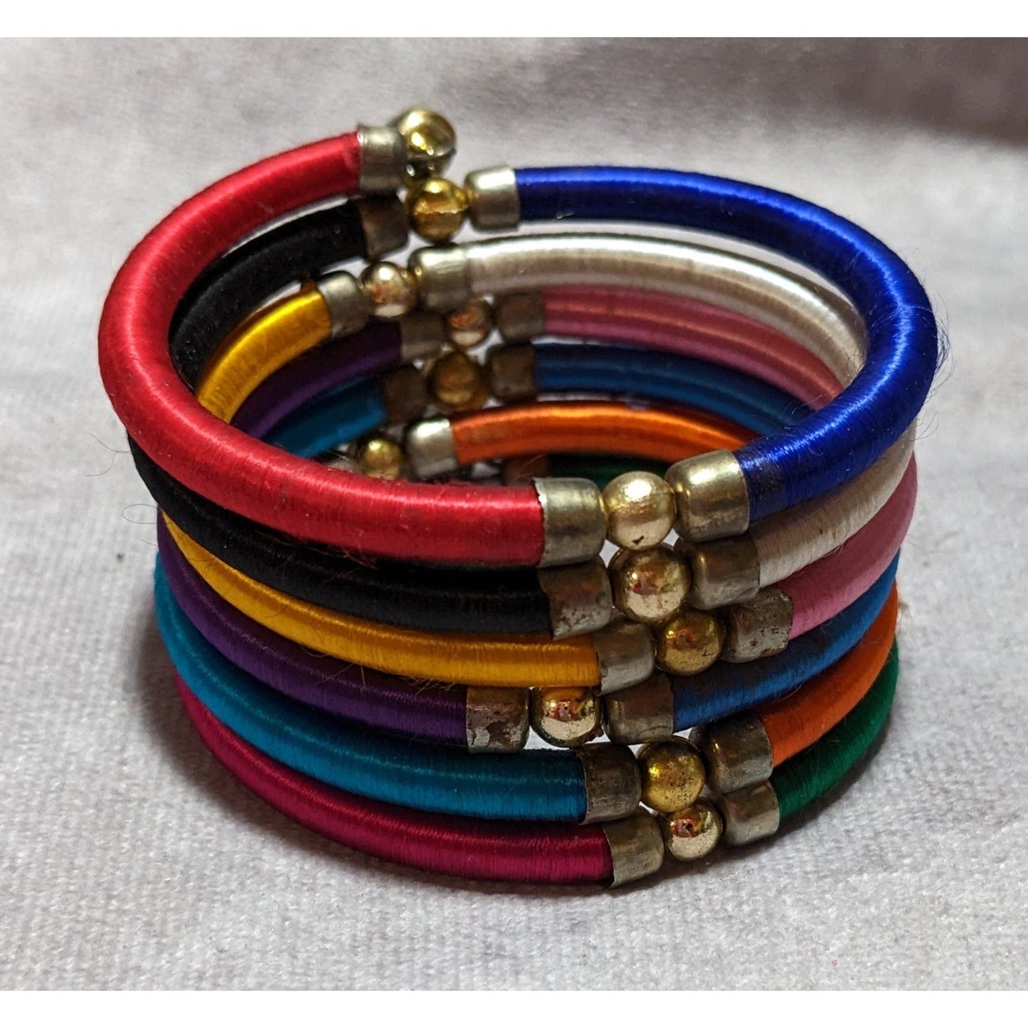 Rainbow Silk Thread Coil Bracelet