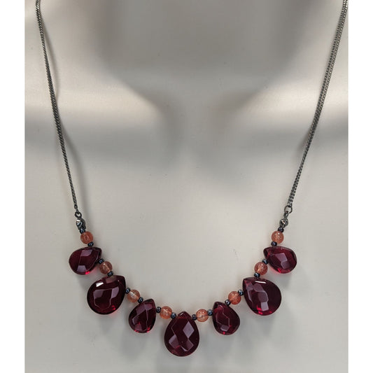 Gothic Vampire Blood Red Teardrop Statement Necklace