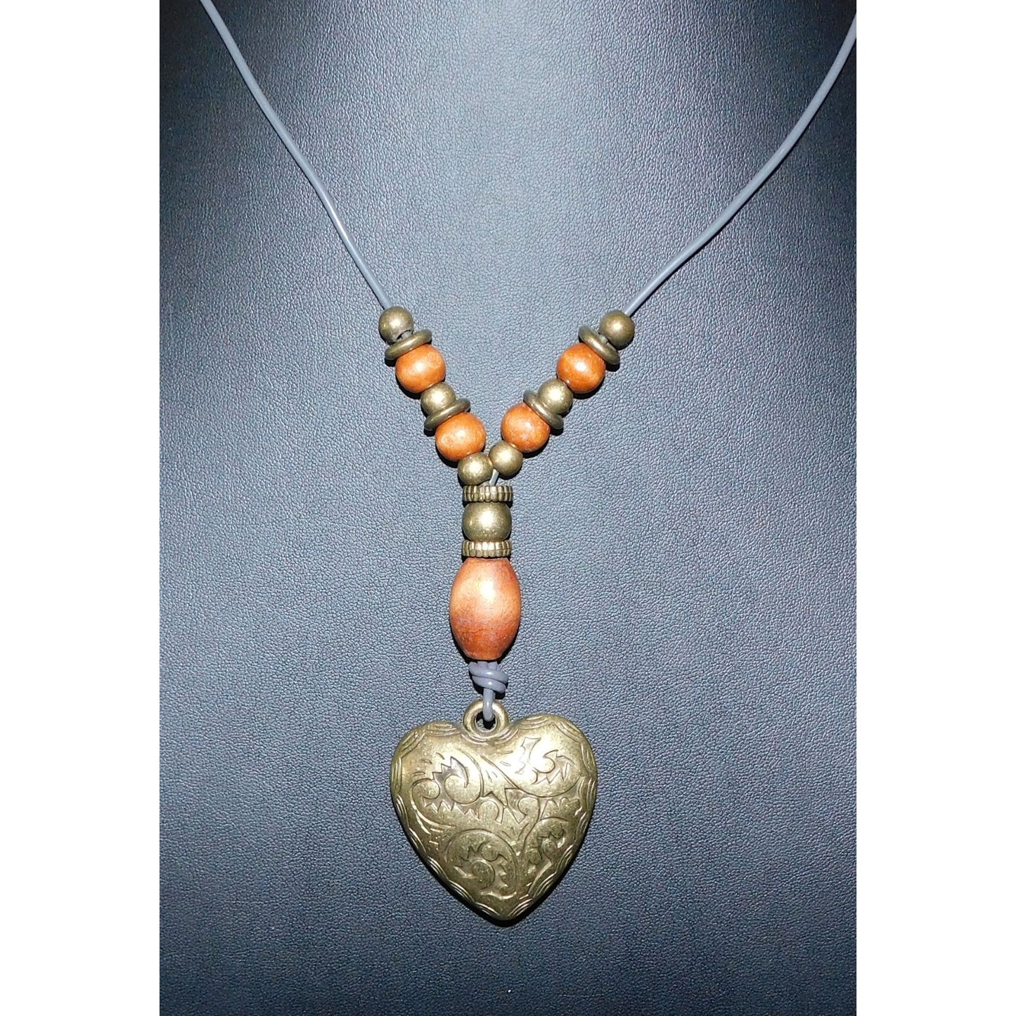 Vintage Romantic Puffed Heart Gold Tone Necklace