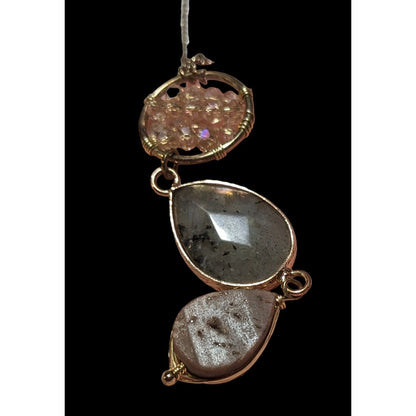 Gemstone Druzy Multilayer Charm Necklace