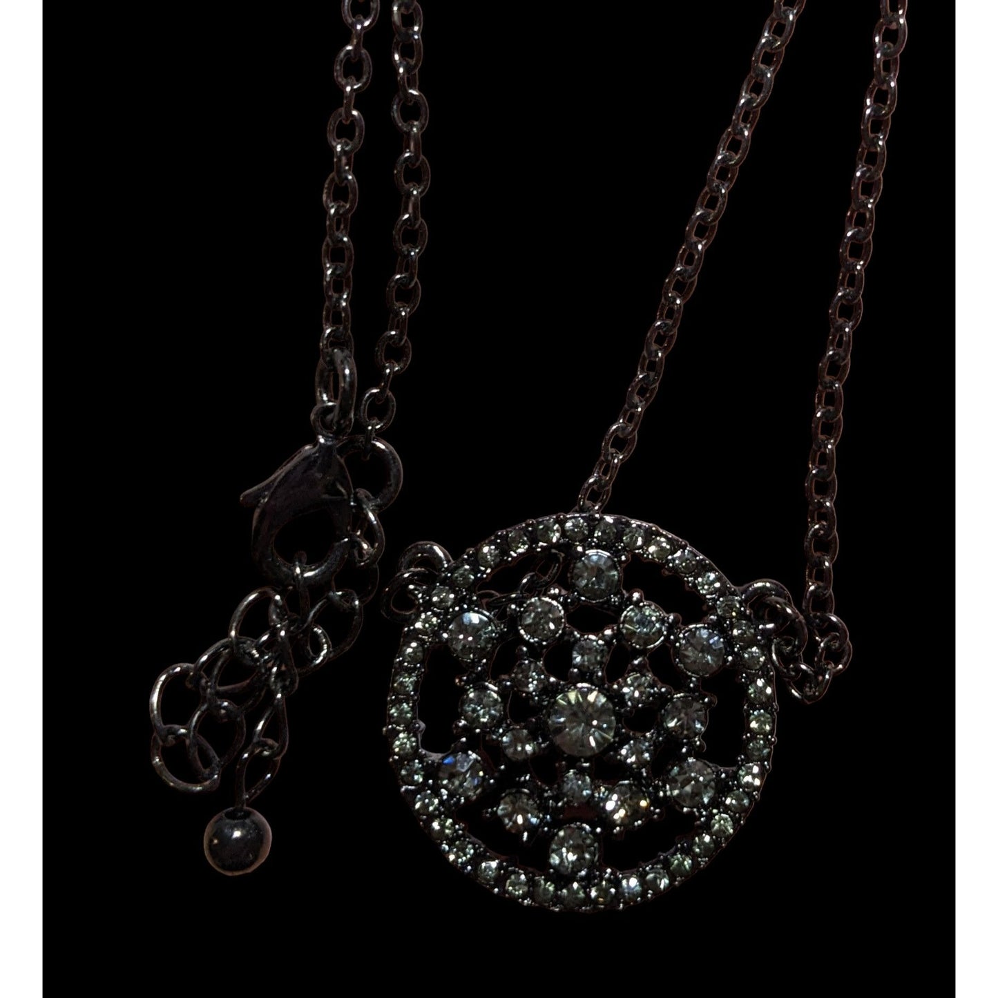 Gothic Rhinestone Snowflake Pendant Necklace