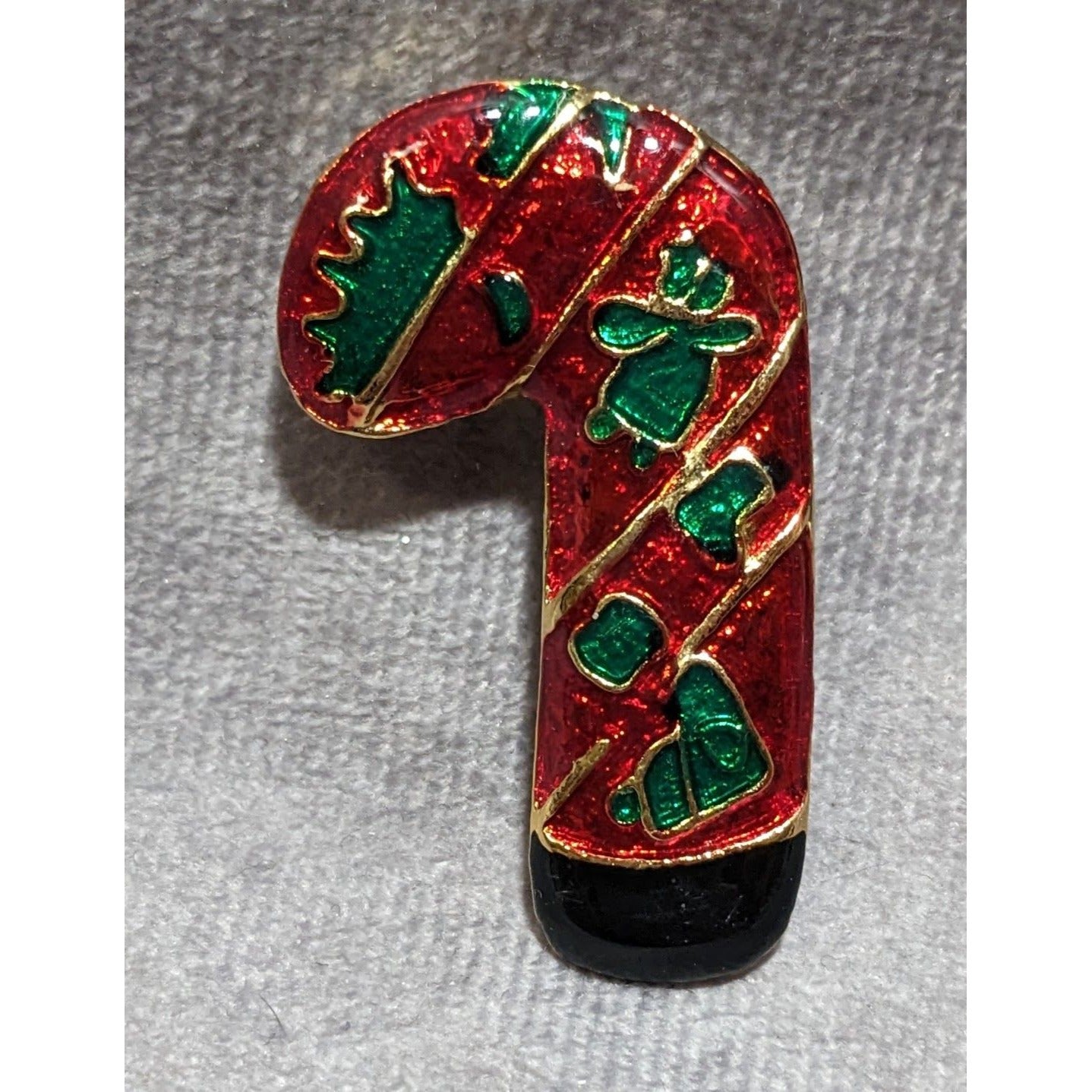 Red Enamel Candy Cane Brooch