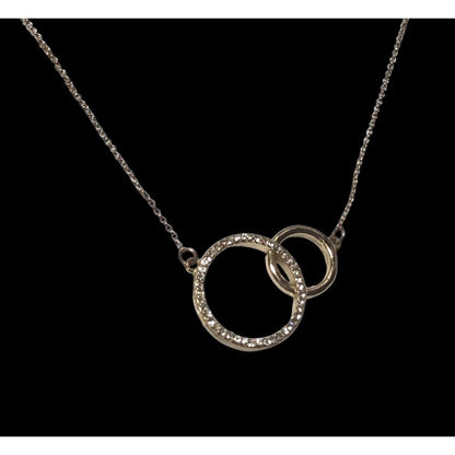 Liz Claiborne Gold Rhinestone Double Ring Necklace