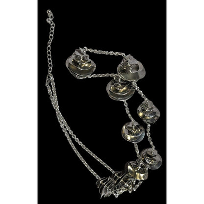 Abstract Silver Floral Chime Disc Necklace