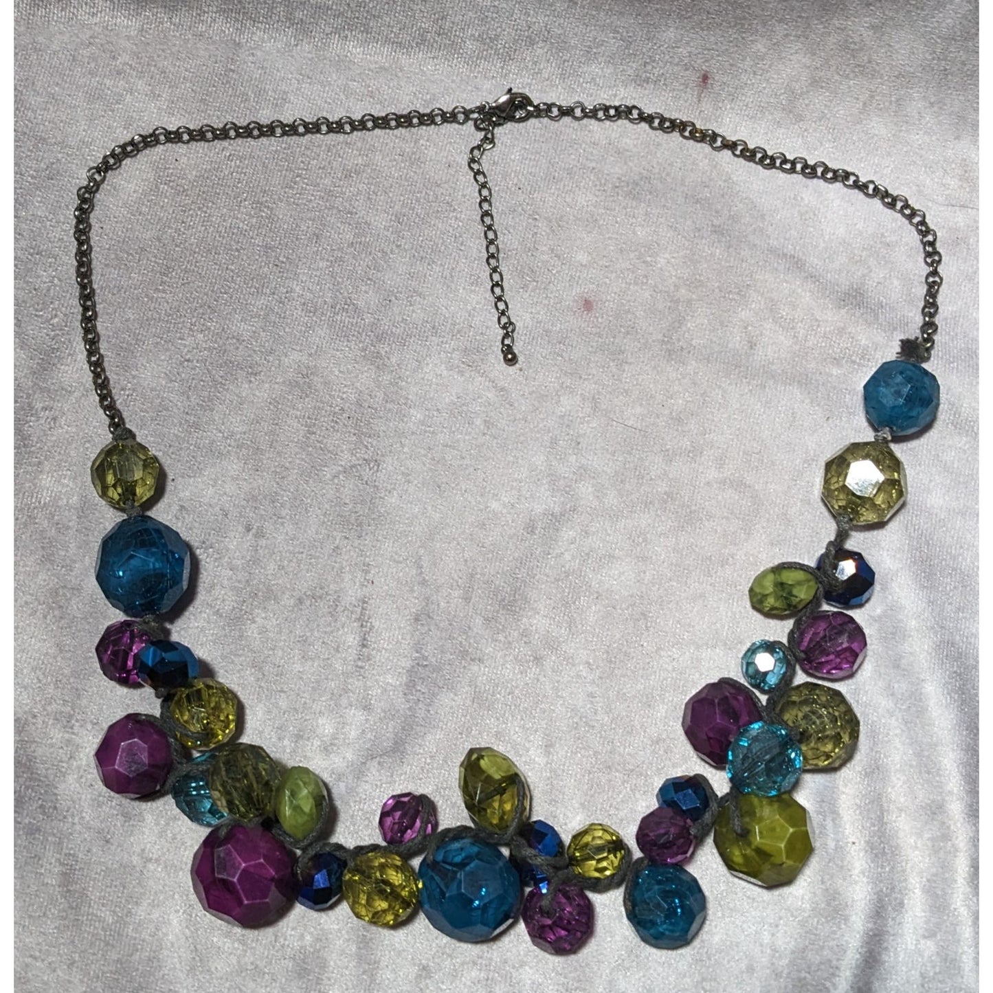 Chunky Cool Tone Rainbow Beaded Necklace