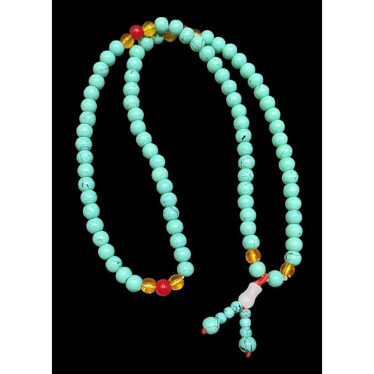 Bohemian Faux Turquoise Mala Meditation Bead Necklace