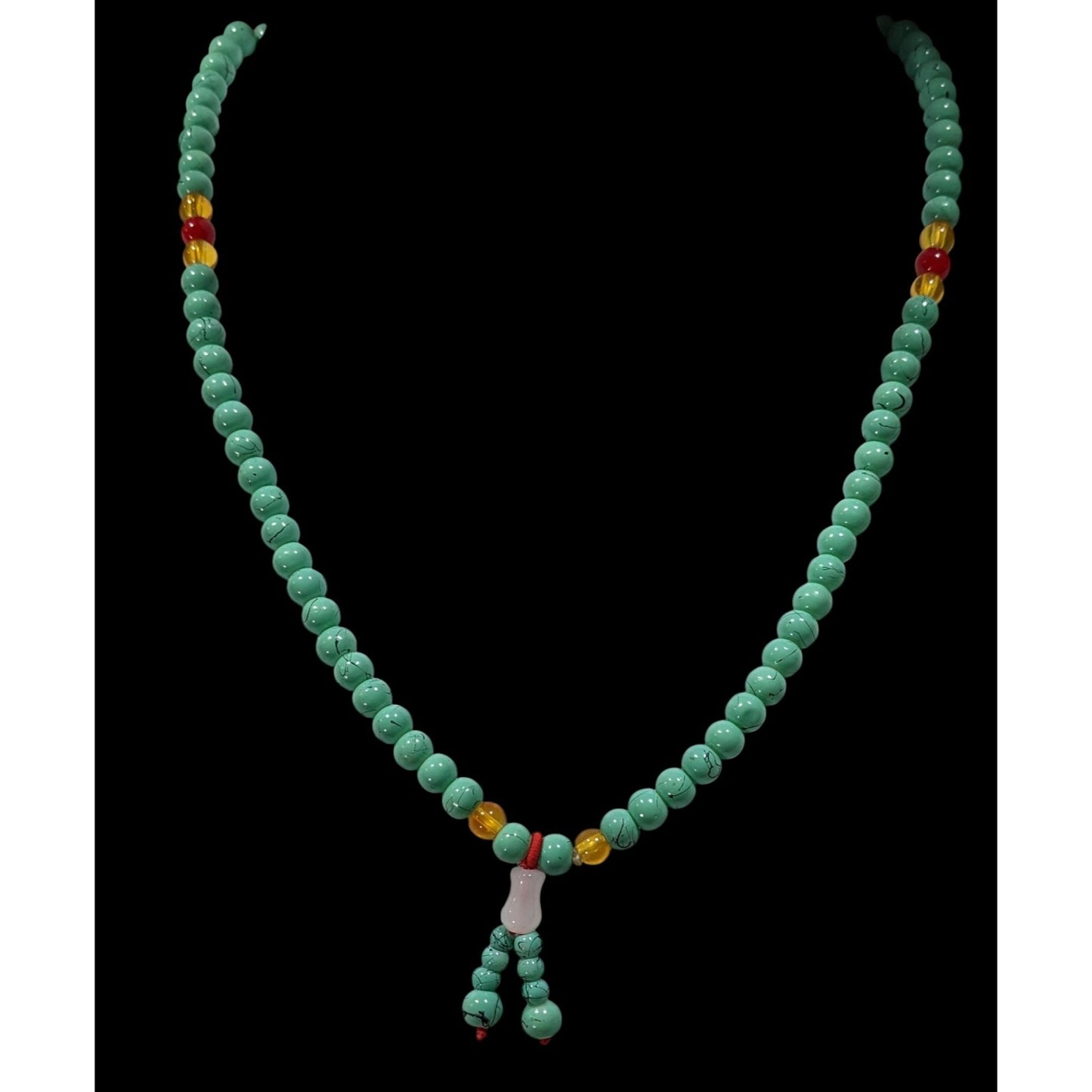 Bohemian Faux Turquoise Mala Meditation Bead Necklace