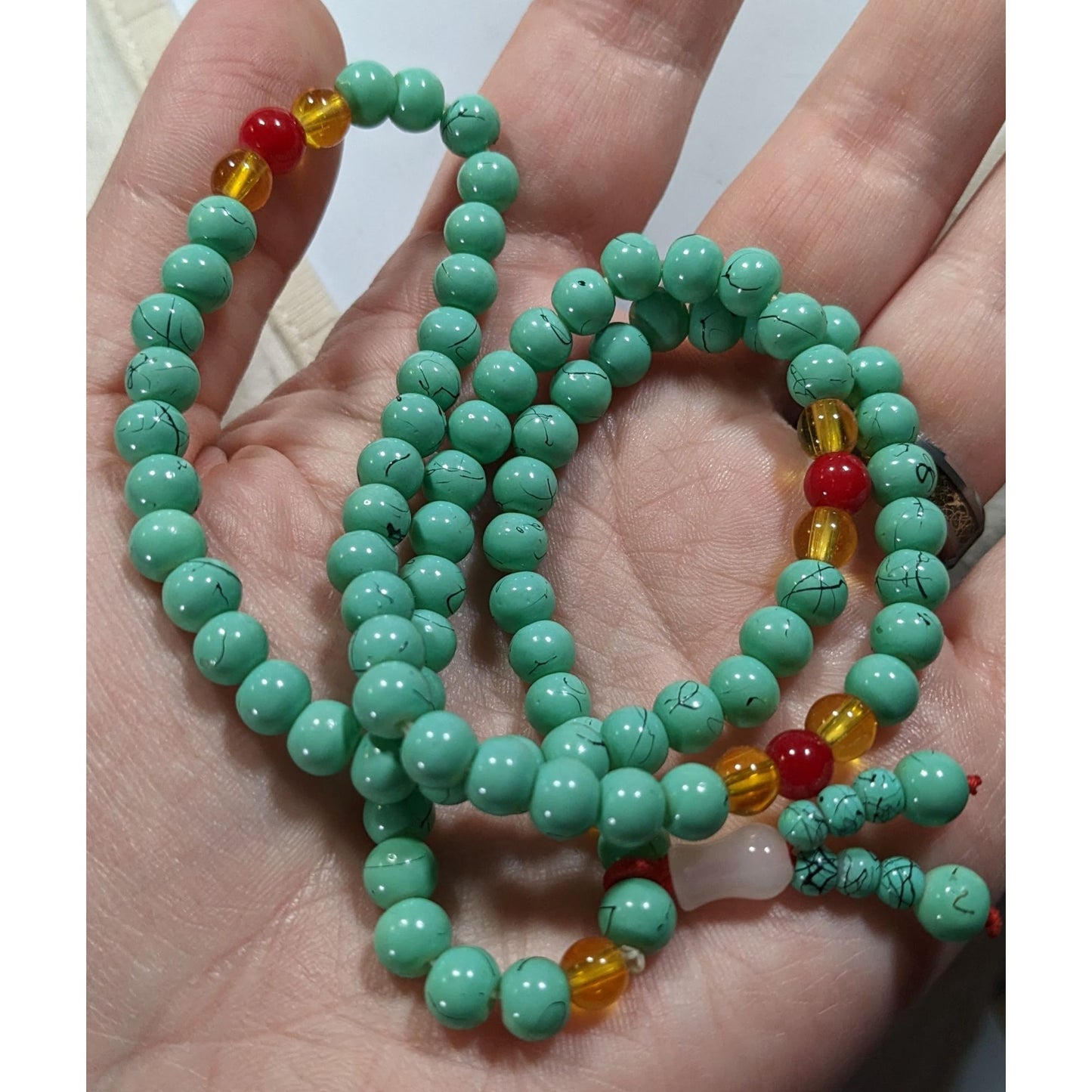 Bohemian Faux Turquoise Mala Meditation Bead Necklace