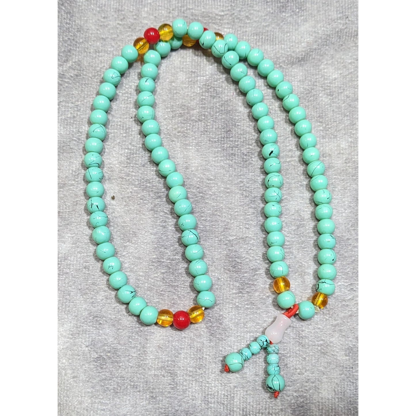 Bohemian Faux Turquoise Mala Meditation Bead Necklace