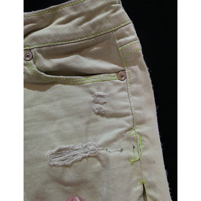 Aeropostale Green Distressed Denim Shorts