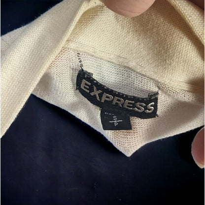 Express Grey And White Striped Cardigan