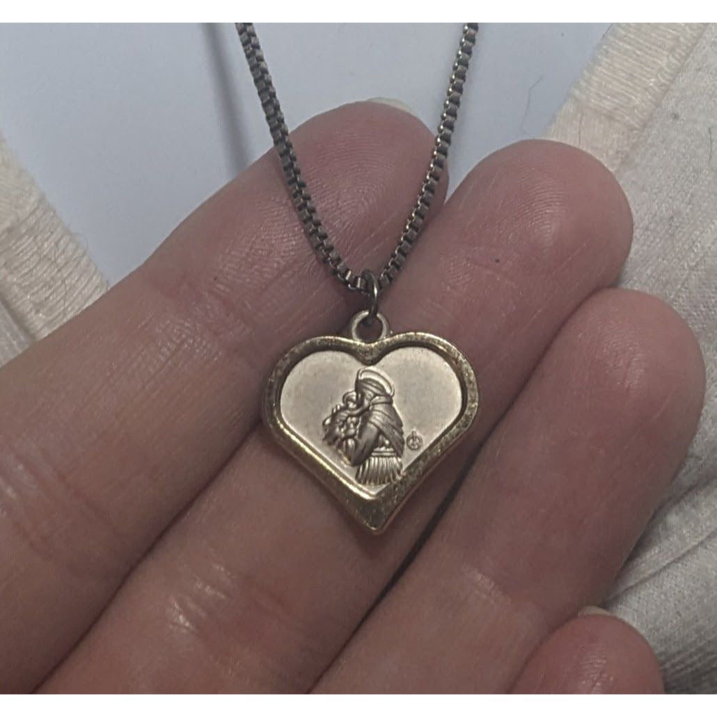 Saint Anthony Heart Shaped Pendant Necklace