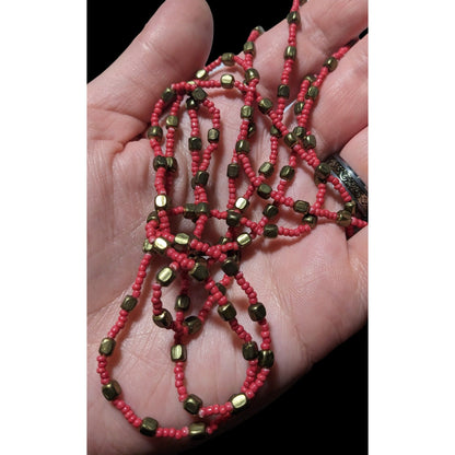 Red And Gold Bohemian Glass Beaded Necklace