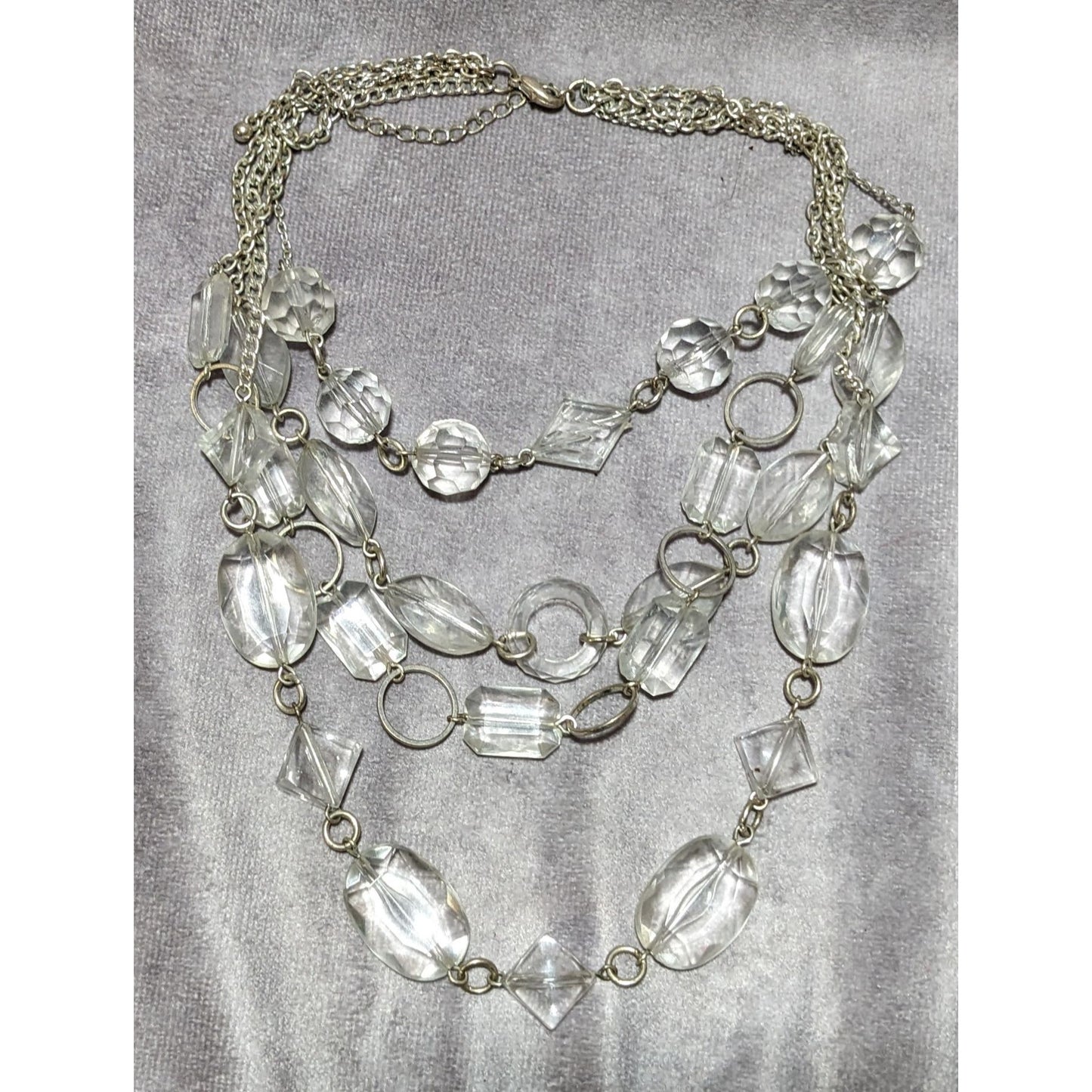 Clear Chunky Gemmed Multilayer  Necklace