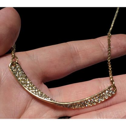 Sparkly Glam Gold Rhinestone Twisted Bar Necklace