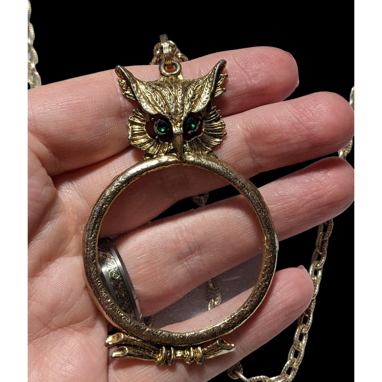 Vintage Owl Magnifying Glass Necklace