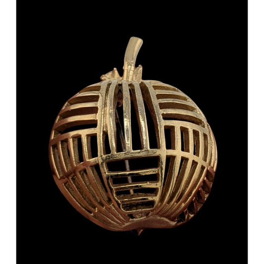 Vintage Collectible Coro Abstract Apple Brooch Gold Tone
