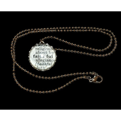 Faithful Scripture Book Bubble Pendant Necklace