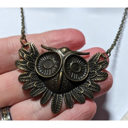 Gold Steampunk Owl Necklace