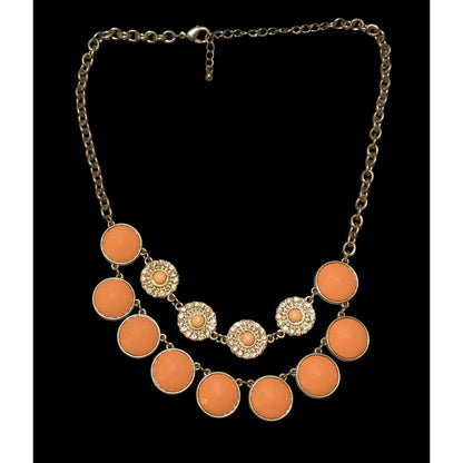 Y2K Orange Multilayer Gemmed Statement Necklace