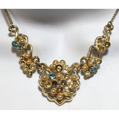 Vintage Rhinestone Pearl Necklace