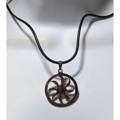 90s Style Stainless Steel Sun Pendant Necklace