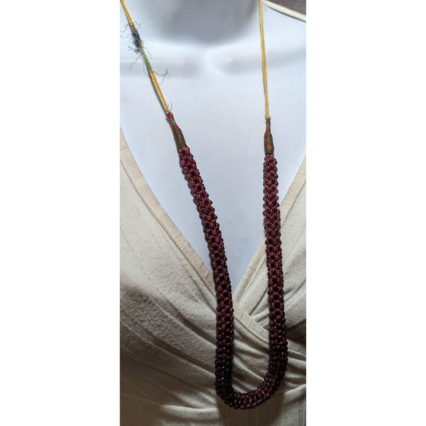 Vintage Bohemian Garnet Beaded  Necklace