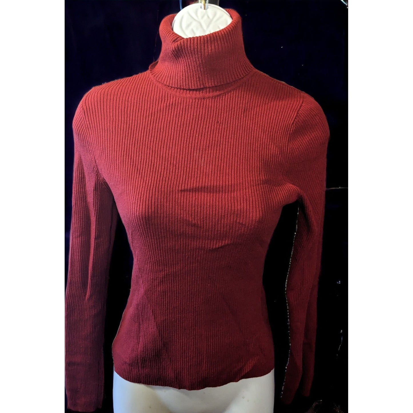 INC Red Ribbed Turtleneck