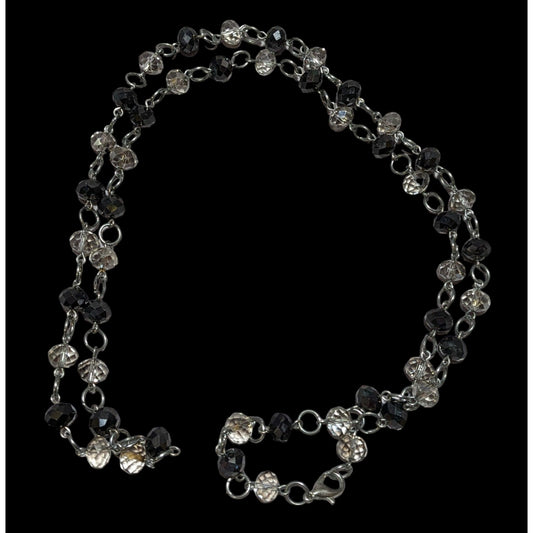 Black And Clear Faceted Glass Necklace